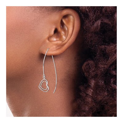 Sterling Silver Heart Threader Earrings – view 4
