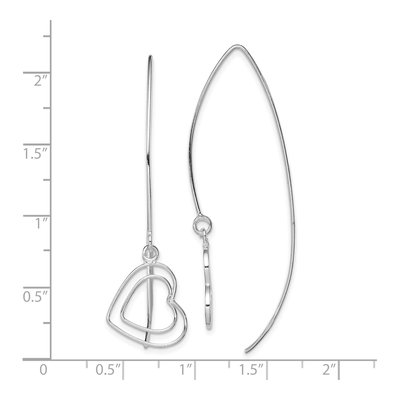Sterling Silver Heart Threader Earrings – view 5