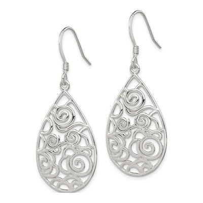 Sterling Silver Filigree Teardrop Dangle Earrings – view 3
