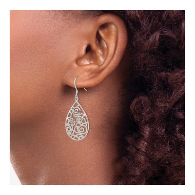 Sterling Silver Filigree Teardrop Dangle Earrings – view 4