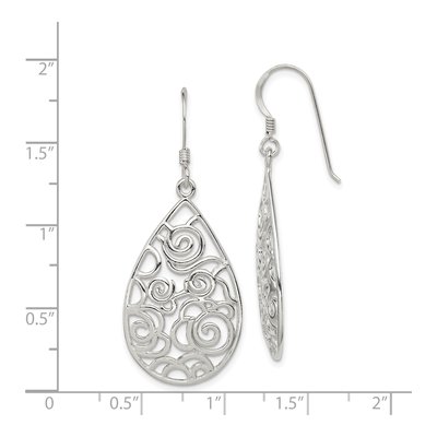 Sterling Silver Filigree Teardrop Dangle Earrings – view 5