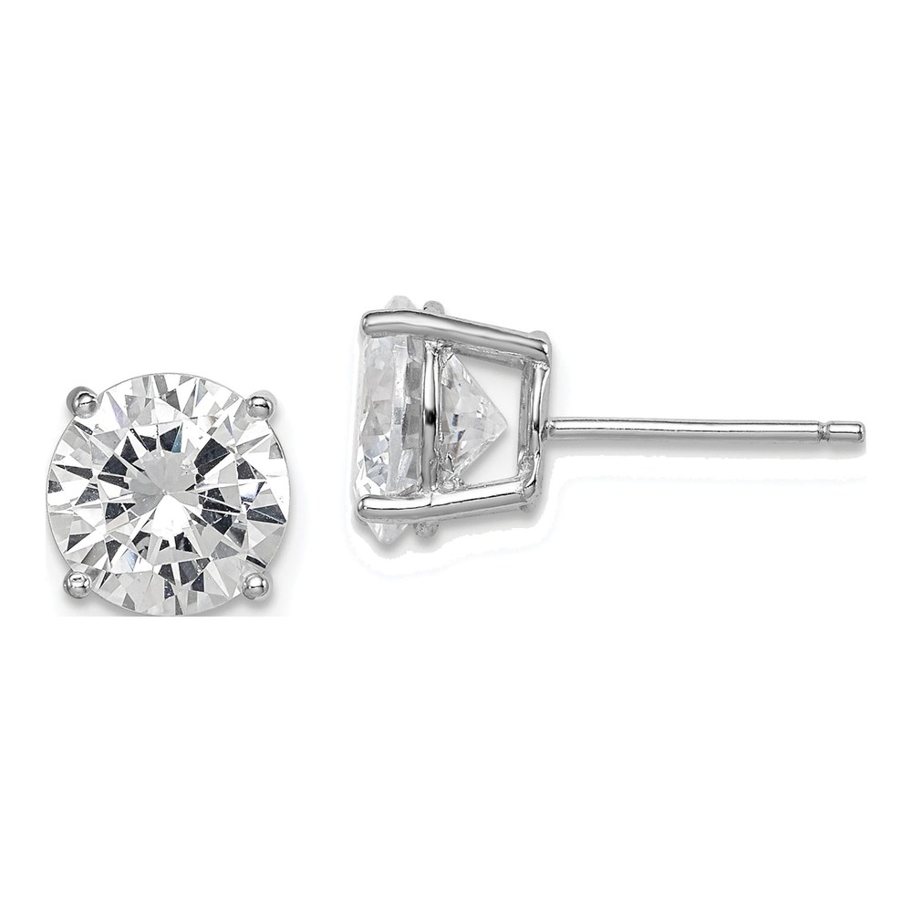 Sterling Silver 8mm CZ Round Stud Earrings