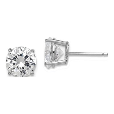 Sterling Silver 8mm CZ Round Stud Earrings