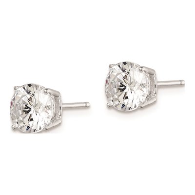 Sterling Silver 7mm CZ Round Stud Earrings – view 3