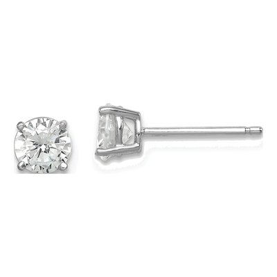 Sterling Silver 5mm CZ Round Stud Earrings