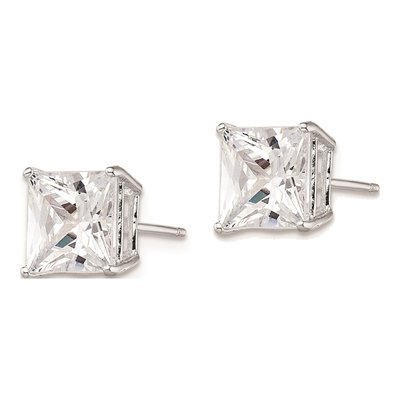 Sterling Silver 8mm Princess CZ Square Stud Earrings – view 3