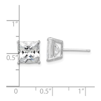 Sterling Silver 8mm Princess CZ Square Stud Earrings – view 5