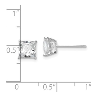 Sterling Silver 6mm Princess CZ Square Stud Earrings – view 5