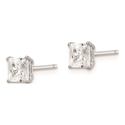 Sterling Silver 5mm Princess CZ Square Stud Earrings – view 3