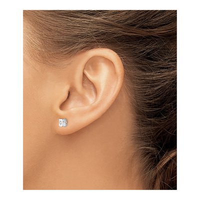 Sterling Silver 5mm Princess CZ Square Stud Earrings – view 4