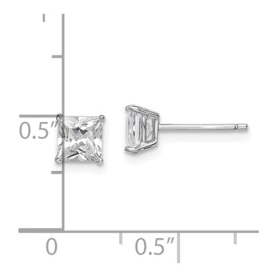 Sterling Silver 5mm Princess CZ Square Stud Earrings – view 5