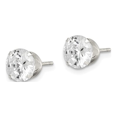 Sterling Silver 7mm CZ Round Stud Earrings – view 3