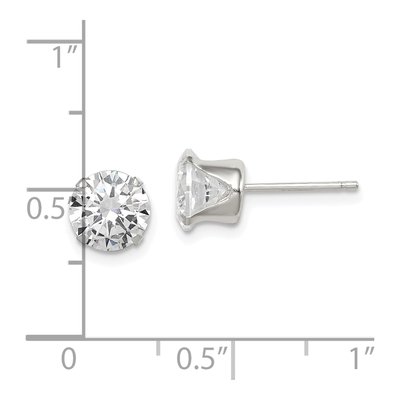Sterling Silver 7mm CZ Round Stud Earrings – view 5