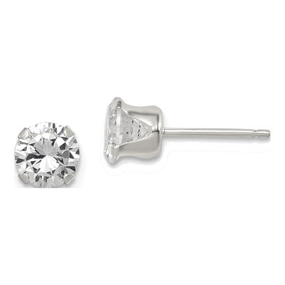 Sterling Silver 6mm Round CZ Stud Earrings