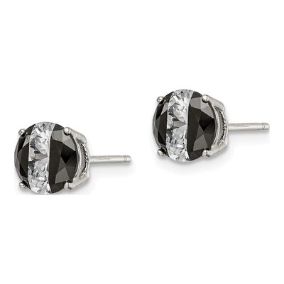 Sterling Silver 7mm CZ Round Basket Stud Earrings – view 3