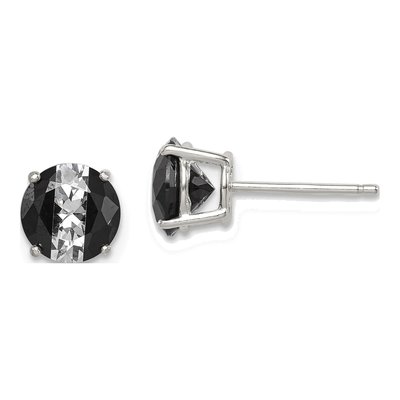 Sterling Silver 7mm CZ Round Basket Stud Earrings