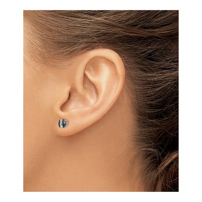 Sterling Silver 6mm CZ Round Basket Stud Earrings – view 4