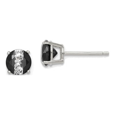 Sterling Silver 6mm CZ Round Basket Stud Earrings