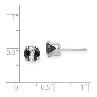 Sterling Silver 6mm CZ Round Stud Earrings – view 5