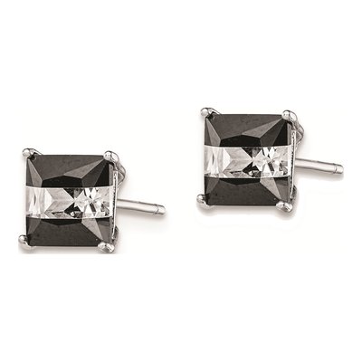 Sterling Silver 6mm CZ Square Stud Earrings – view 3