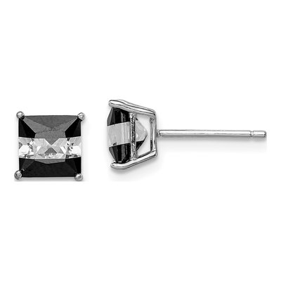 Sterling Silver 6mm CZ Square Stud Earrings