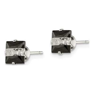 Sterling Silver 6mm CZ Square Stud Earrings – view 3