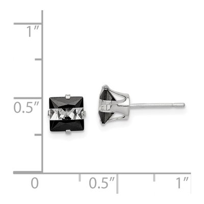 Sterling Silver 6mm CZ Square Stud Earrings – view 5