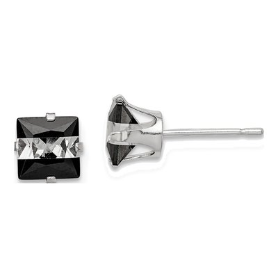Sterling Silver 6mm CZ Square Stud Earrings