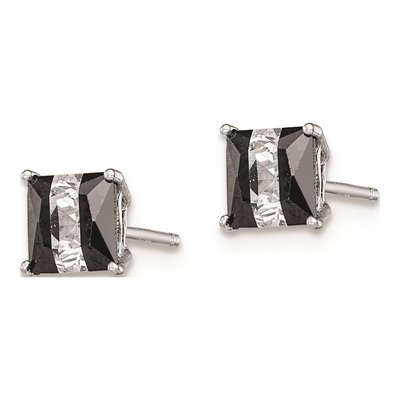 Sterling Silver 5mm CZ Square Stud Earrings – view 3