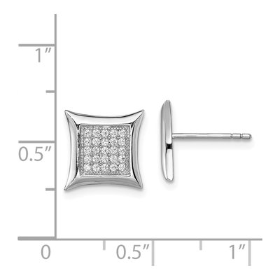 Sterling Silver Round CZ Pave Square Stud Earrings – view 5