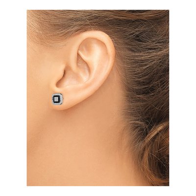 Sterling Silver Round CZ Enamel Pave Halo Stud Earrings – view 4