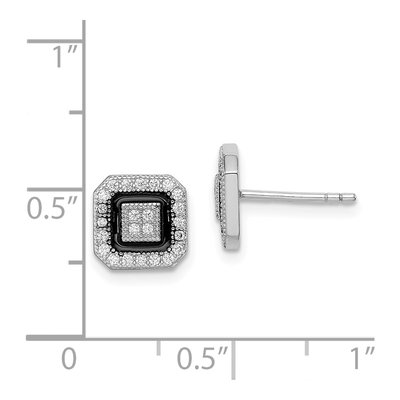 Sterling Silver Round CZ Enamel Pave Halo Stud Earrings – view 5