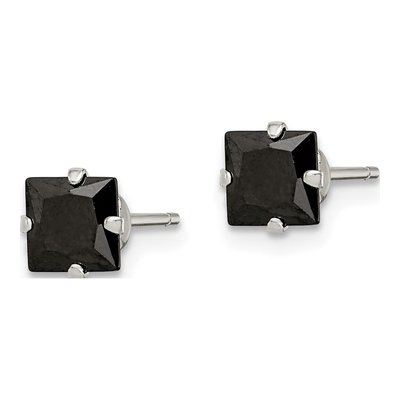Sterling Silver 5mm CZ Square Stud Earrings – view 3