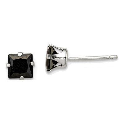 Sterling Silver 5mm CZ Square Stud Earrings