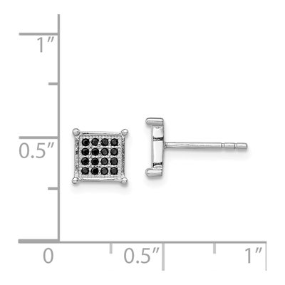 Sterling Silver Round CZ Pave Square Stud Earrings – view 5