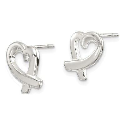 Sterling Silver Heart Button Stud Earrings – view 3