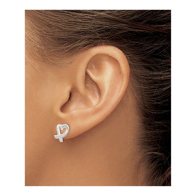 Sterling Silver Heart Button Stud Earrings – view 4