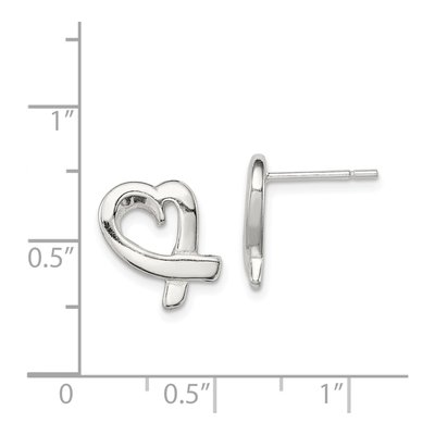 Sterling Silver Heart Button Stud Earrings – view 5