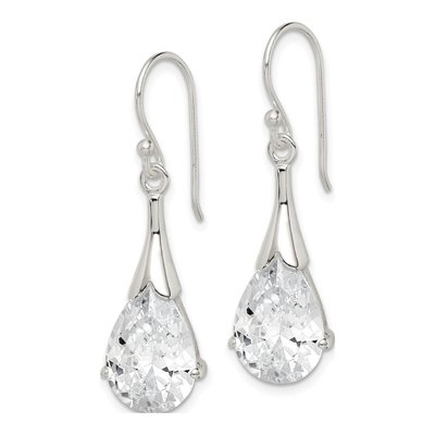 Sterling Silver CZ Teardrop Dangle Earrings – view 3