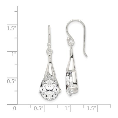 Sterling Silver CZ Teardrop Dangle Earrings – view 5