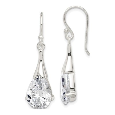 Sterling Silver CZ Teardrop Dangle Earrings