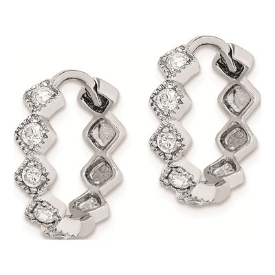 Sterling Silver 16mm CZ Huggie Hoop Earrings – view 3