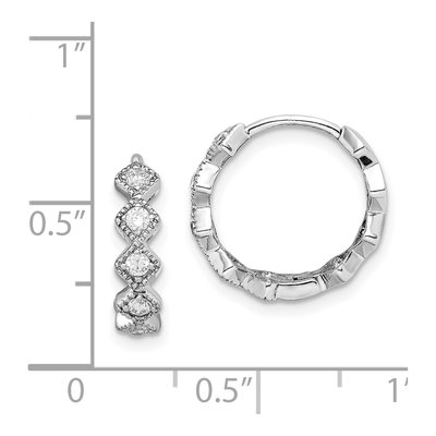 Sterling Silver 16mm CZ Huggie Hoop Earrings – view 5