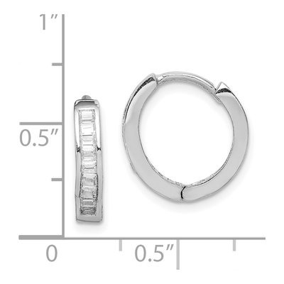 Sterling Silver 15mm CZ Baguette Huggie Hoop Earrings – view 5