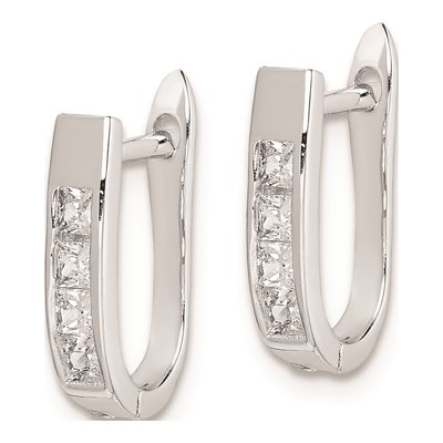 Sterling Silver 15mm CZ Huggie Hoop Earrings – view 3