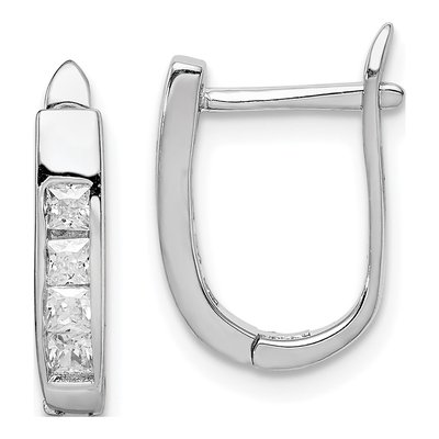 Sterling Silver 15mm CZ Huggie Hoop Earrings