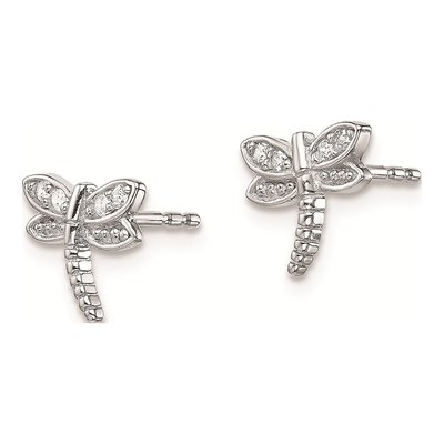 Sterling Silver CZ Dragonfly Stud Earrings – view 3
