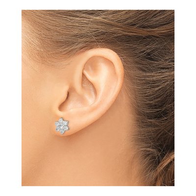 Sterling Silver CZ Flower Stud Earrings – view 4