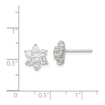 Sterling Silver CZ Flower Stud Earrings – view 5