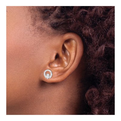 Sterling Silver CZ Claddagh Heart Stud Earrings – view 4